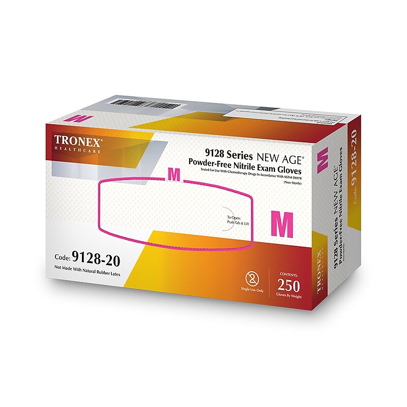 Tronex New Age Powder Free Nitrile Exam Gloves, Latex Free, Medium, Violet, 250 Gloves/Box, 10 Boxes/Carton (9128-20) image 1