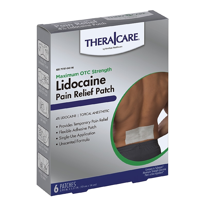TheraCare 4% Lidocaine Pain Relief Patch, 6/Pack (24-9116PF) image 1