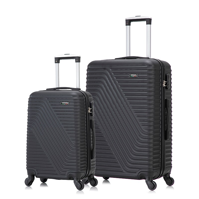TUCCI VOYAGE Vertice 2-Piece Hardside Spinner Luggage Set, TSA Checkpoint Friendly, Black (V0001-02PC-BLK) image 1