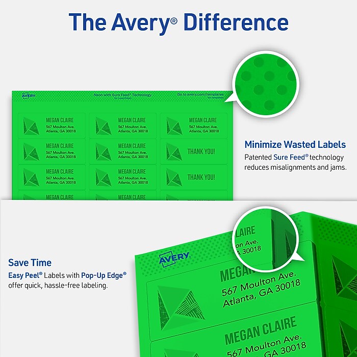 Avery Sure Feed Laser Address Labels, 1