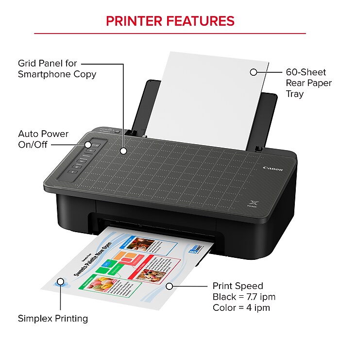 Canon PIXMA TS302a Inkjet Printer, All-In-One, Print, Scan, Copy