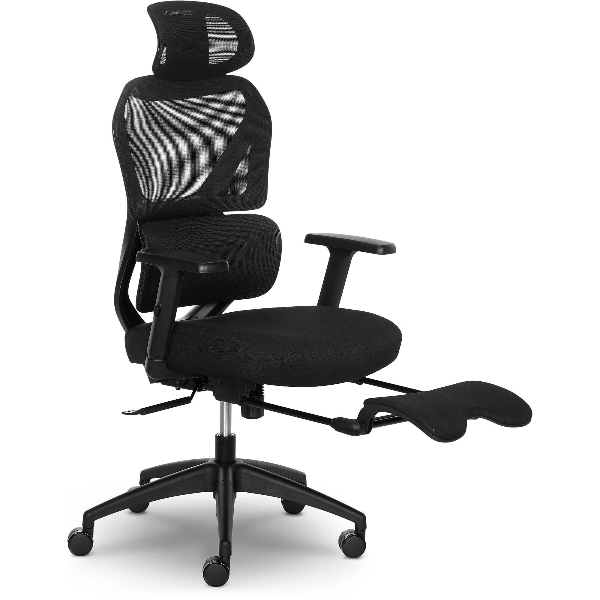 Sharper Image S-850 Heated Ergonomic Mesh Swivel Executive Massage Chair with Footrest, Black (60106-BLK) Sansujyuku sansujyuku.com