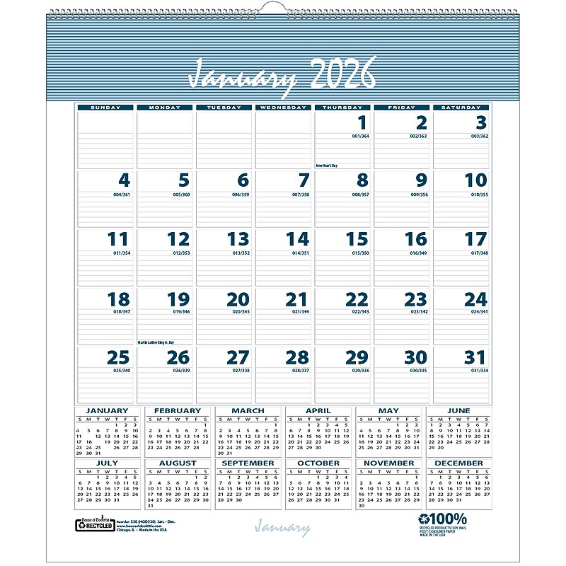 2026 House of Doolittle Bar Harbor 6" x 7" Monthly Wall Calendar, Blue/Gray (330-26) image 1