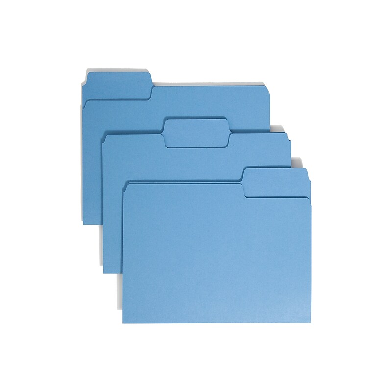 Smead SuperTab File Folder, Oversized 1/3-Cut Tab, Letter Size, Blue, 100/Box (11986) image 1