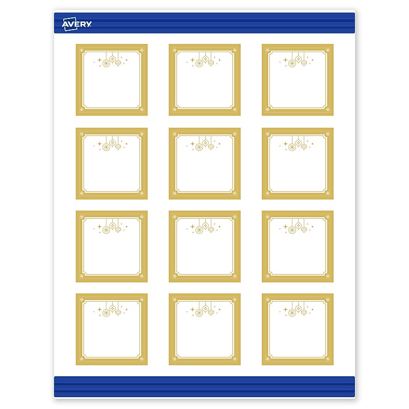 Avery Gold-Metallic Ornaments Matte Blank Card, White, 120/Pack (S00-FH8) image 1
