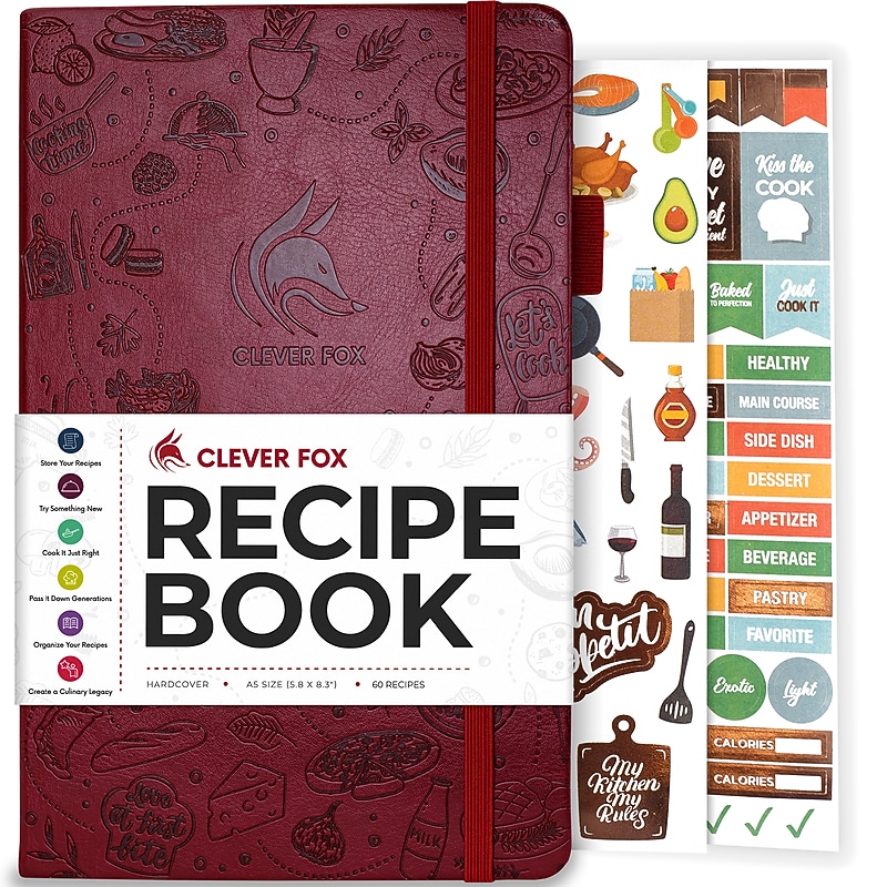 Clever Fox Recipe Guided Journal, 5.83" x 8.43", Burgundy (TF-8NP4-O50F) image 1