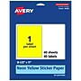 Avery Laser/Inkjet Multipurpose Rectangle Labels, 8.5" x 11", Neon Yellow, 40/Pack (94269)~#|#~63DBAAA2-3A3D-4FF9-B8ECB91F4D7D0878_sc7