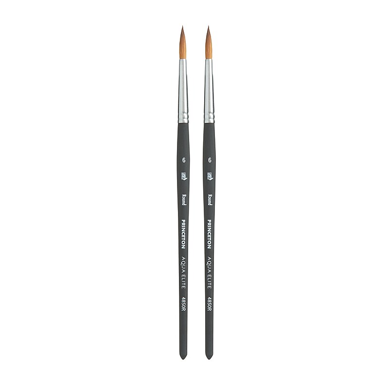 Princeton Aqua Elite Short Handle Watercolor Synthetic Round Brush, 2/Pack (PBXP4850R6-2) image 1