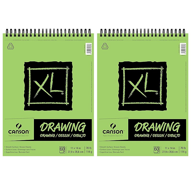 Canson XL Series 11"x 14" Wire Bound Drawing Sketch Pad, 60 Sheets/Pad, 2/Bundle (MCXC100510937-2) image 1