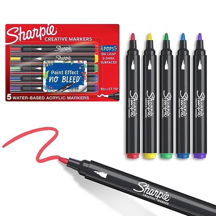 Coptic / sharpie 多色水性インクマーカーセット Sharpie Creative Water-Based Acrylic Marker, Bullet Tip, Assorted