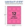 Avery Laser/Inkjet Arched Square Multipurpose Labels, 2" x 2-3/16", Bright Pink, 240/Pack (94124)~#|#~63EE7BC2-36C2-45A2-9DFFC99E81C53F44_sc7