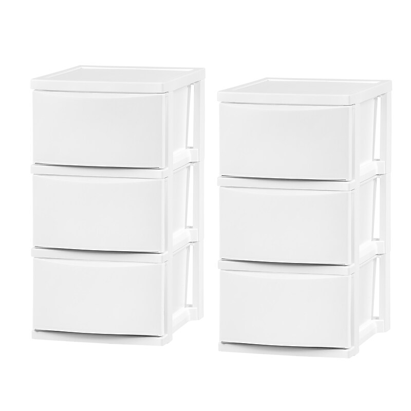 Iris Stackable Narrow Chest, 3 Drawer, White, 2/Pack (540011) image 1