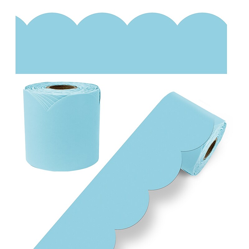 Carson Dellosa Rolled Scalloped Border, 3" x 65', Sky Blue (108533) image 1