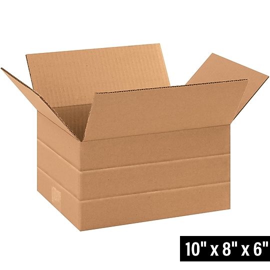 10" x 8" x 6" Multi-Depth Shipping Boxes, 32 ECT, 25/Bundle (MD1086)~#|#~63F3501A-2CB0-4B15-9086190F5FB677ED_sc7