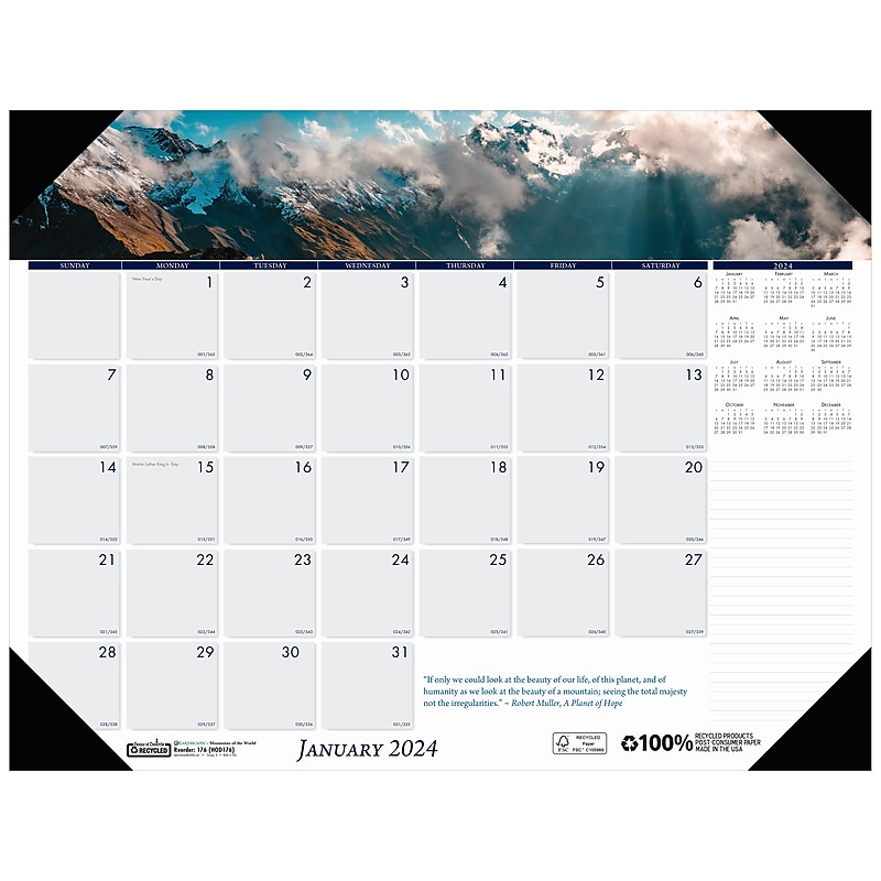 2024 House of Doolittle Mountains 22" x 17" Monthly Desk Pad Calendar (176-24) image 1
