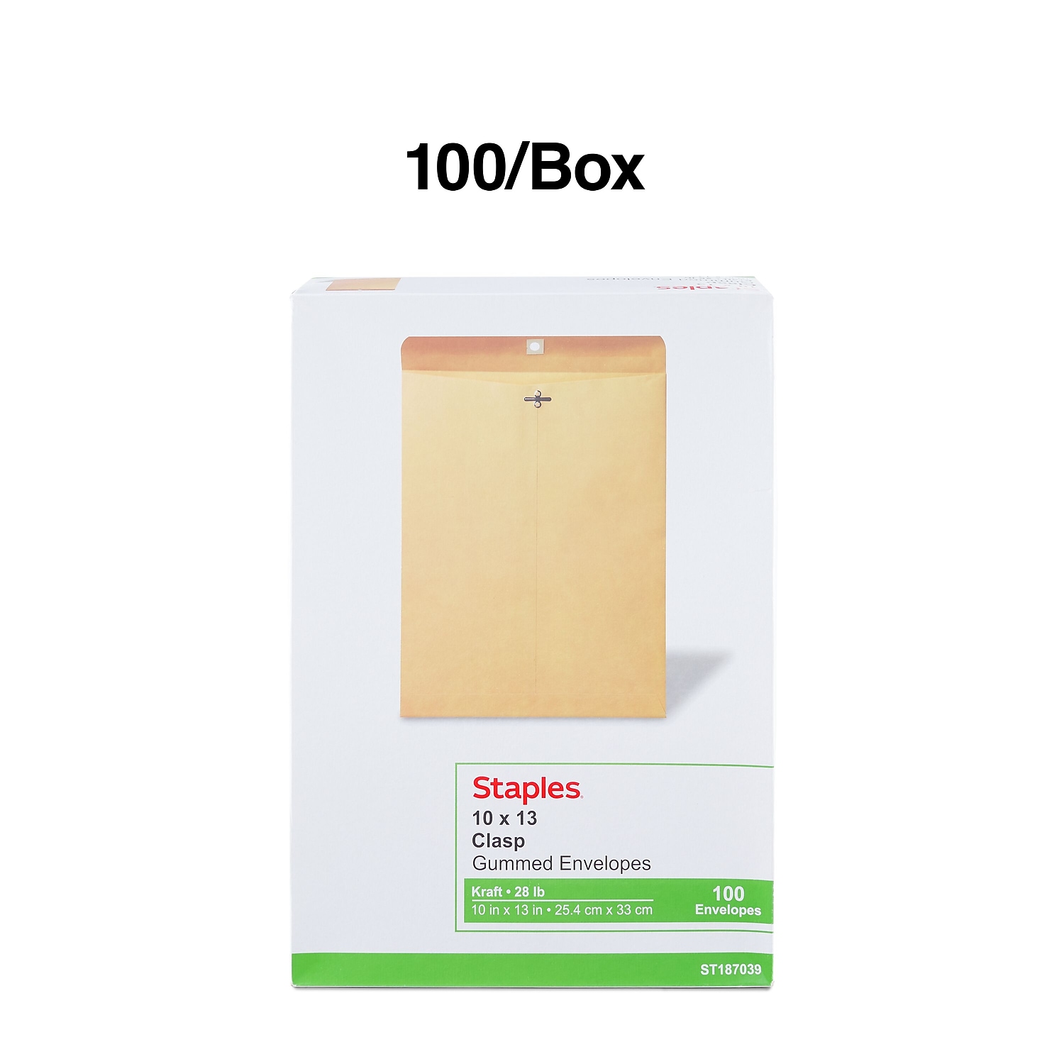 Staples Verschluss & befeuchtbarer Kleber Katalog Umschläge 10" L x 13" H Braun 100/BX - Bild 4 von 6