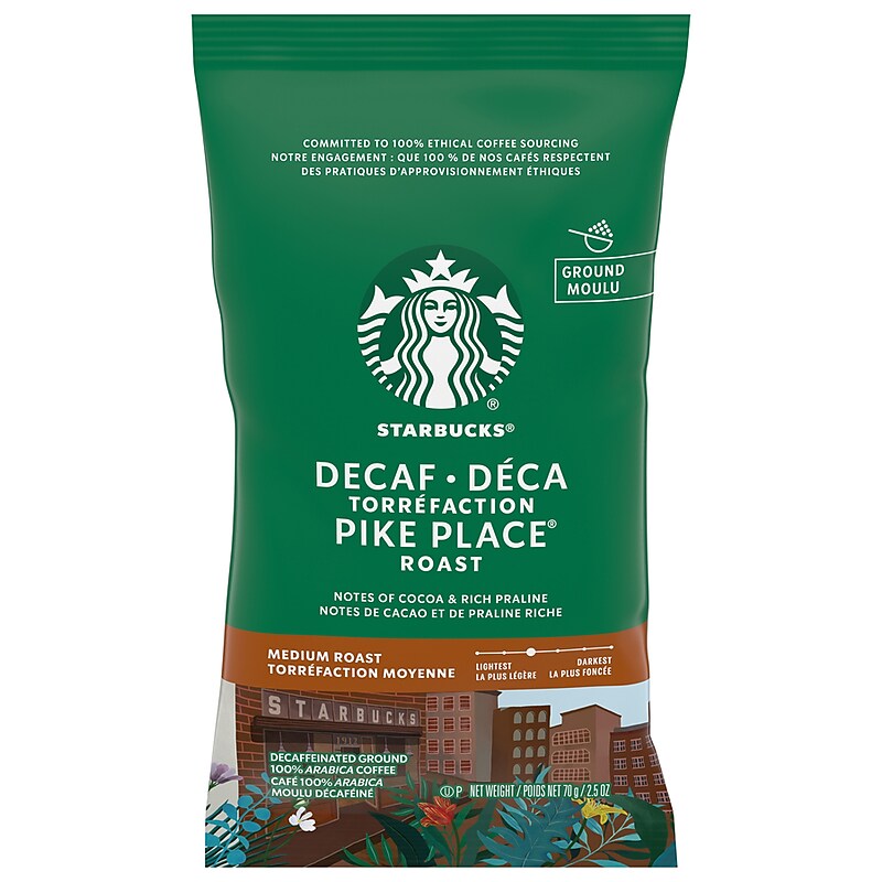 Starbucks Pike Place Roast Decaf Ground Coffee, Medium Roast, 2.5 oz., 18/Box (11023061) image 1