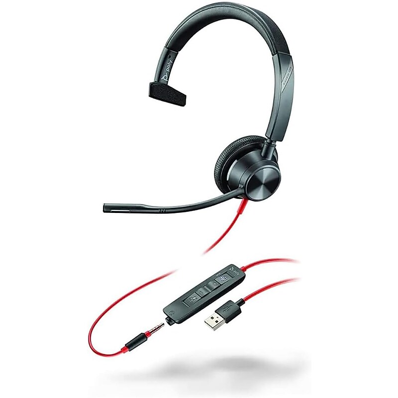 Poly Blackwire 3315 Monaural Noise Canceling Headset, Black (85R07AA) image 1