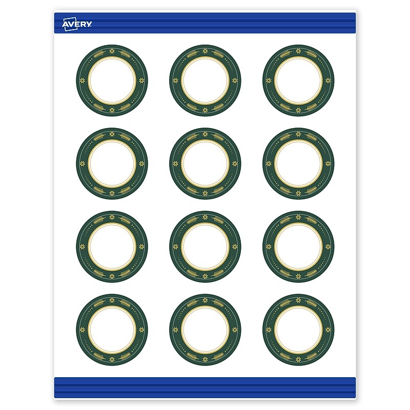Avery Gold-Green Border Matte Blank Card, White, 120/Pack (S00-FDK) image 1