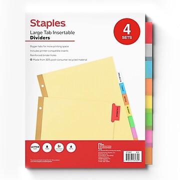 レビュー高評価の商品!の商品をすべて Staples Colors Assorted Dividers, Paper Insertable Tab Large ライト・ランタン