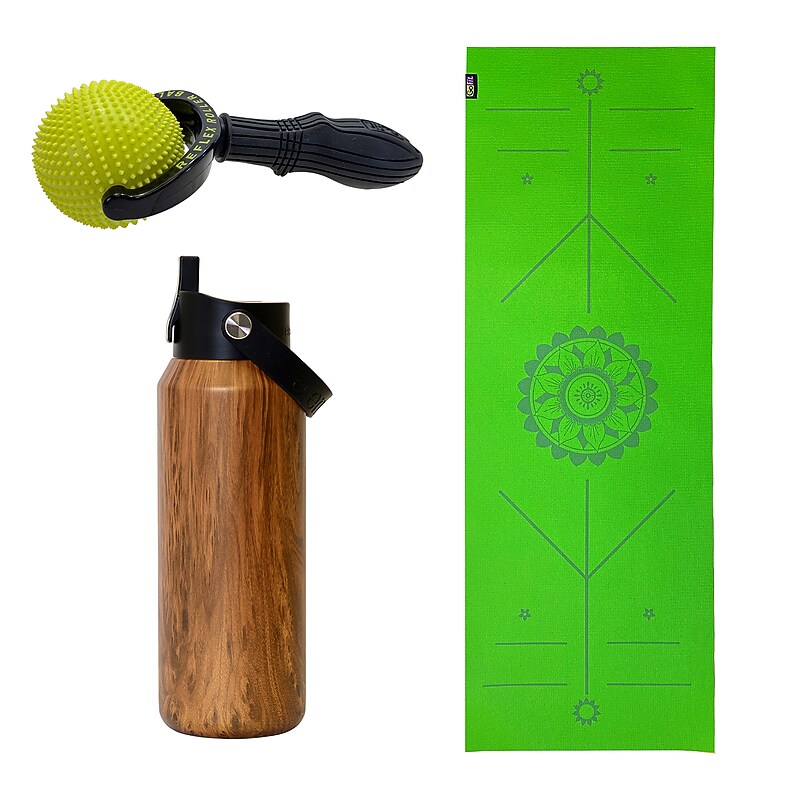 GoFit AlignMat Yoga Mat & Reflex Roller Ball w/40oz. Stainless Steel Water Bottle (KITGOFEML2) image 1