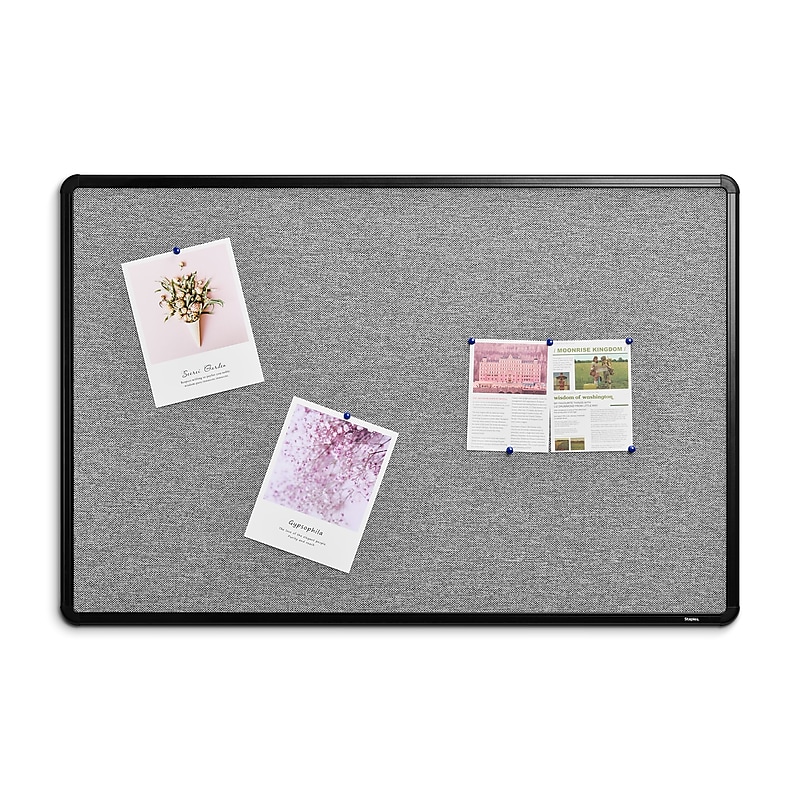 Staples Fabric Bulletin Board, Black Frame, 3' x 2' (ST61263) image 1