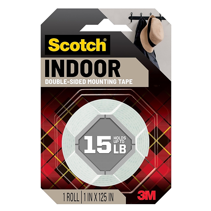 Scotch Double-Sided Indoor Mounting Tape, 1" x 3.47 yds, White, 1 Roll/Pack (314S-MED) image 1