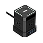 Uncaged Ergonomics Cube 4-Outlet 4-USB Port Surge Protector, 10', Black (WC-10-b)~#|#~6423D944-4F11-4CCC-BAA753C15C956135_sc7