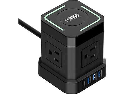 Uncaged Ergonomics Cube 4-Outlet 4-USB Port Surge Protector, 10′, Black (WC-10-b) Simolary simolary.com