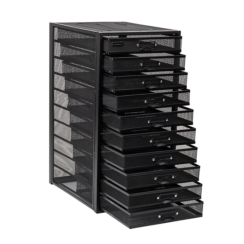 Mind Reader 10-Compartment Metal Mesh File Storage Drawers, Black (10CABMESH-BLK) image 1