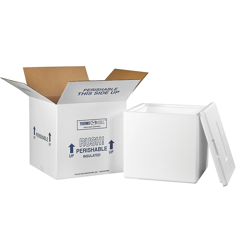 13" x 13" x 12.5" Insulated Shipping Containers, White (240C) image 1