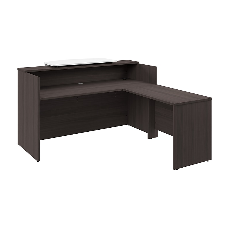 Bush Business Furniture Arrive 72"W L Shaped Reception Desk with Counter, Storm Gray (ARV009SG) image 1