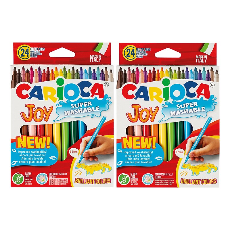 CARIOCA Joy Washable Kids Marker, Fine Tip, Assorted Colors, 24/Pack, 2/Bundle (CRA40615-2) image 1