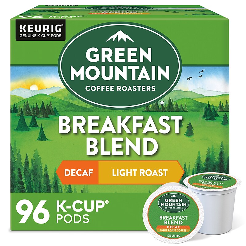 Green Mountain Breakfast Blend Decaf Coffee Keurig® K-Cup® Pods, Light Roast, 96/Carton (7522) image 1