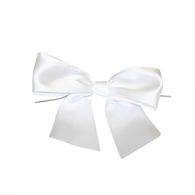 JAM Paper Satin Bows, White, 50/Pack (52640349220) image 1