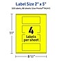 Avery Laser/Inkjet Rectangle Multipurpose Labels, 2" x 5", Neon Yellow, 320/Box (94241)~#|#~644D308E-8372-4346-B3CF287D8F5D62A8_sc7