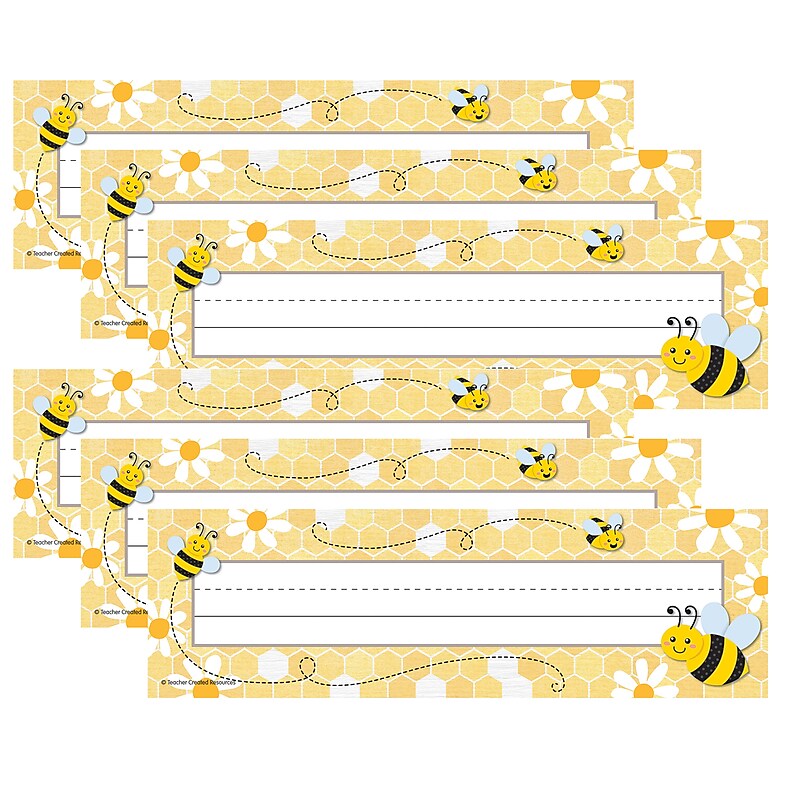 Teacher Created Resources Buzzing Bees School Name Plates, 11.5" x 3.5", 36/Pack, 6 Packs/Bundle (TCR6909-6) image 1