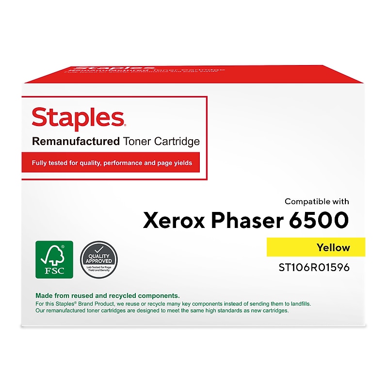 Staples Remanufactured Yellow High Yield Toner Cartridge Replacement for Xerox (TR106R01596/ST106R01596) image 1