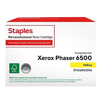 Staples Remanufactured Yellow High Yield Toner Cartridge Replacement for Xerox (TR106R01596/ST106R01596)