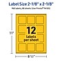 Avery Square Laser/Inkjet Multipurpose Labels, 2-1/8" x 2-1/8", Bright Yellow (960/Box)~#|#~645BD84D-3A31-4462-97165FC8FCDA2577_sc7
