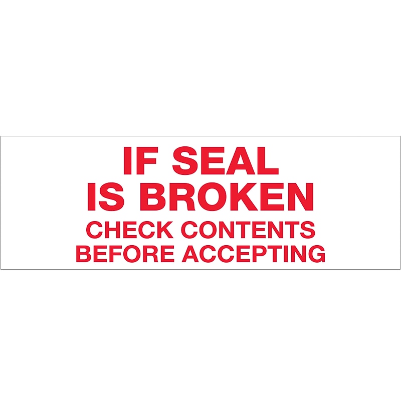 Tape Logic "If Seal Is Broken" Security Tape, 2" x 110 yds., Red/White, 36/Carton(T902P16) image 1