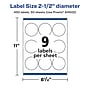 Avery Laser/Inkjet Circle Multipurpose Labels, 2-1/2" Dia., Clear, 450/Box (94502)~#|#~6464BCC9-970C-427C-86DE9E451824F6E0_sc7
