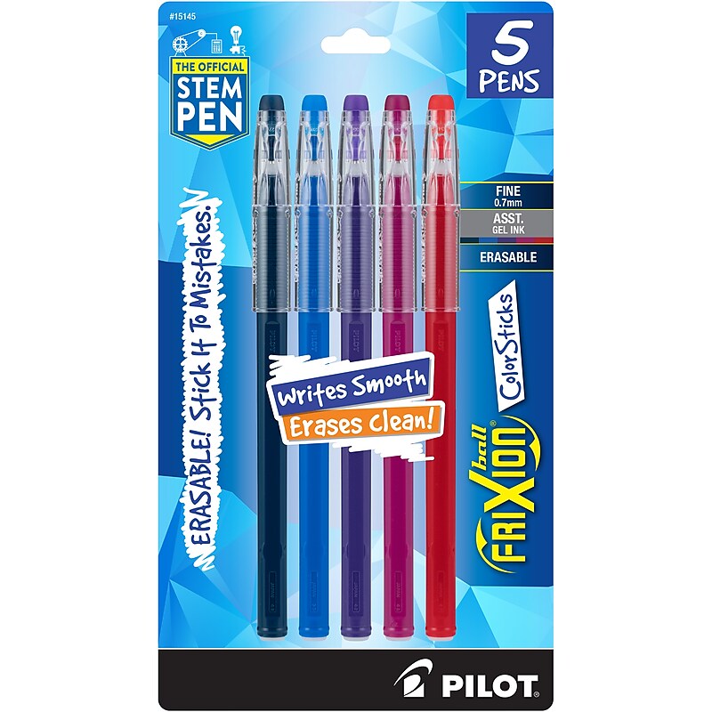Pilot FriXion Colorsticks Erasable Gel Pens, Fine Point, Assorted Ink, 5/Pack (32443/15145) image 1