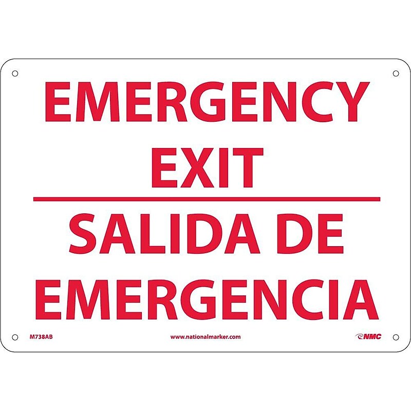 Notice Signs; Emergency Exit, Bilingual, 10X14, .040 Aluminum image 1