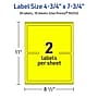 Avery Rectangle Laser/Inkjet Multipurpose Labels, 4.75" x 7.75", Neon Yellow (20/Pack)~#|#~64972193-004B-46E1-A3AEE3A898CFB524_sc7