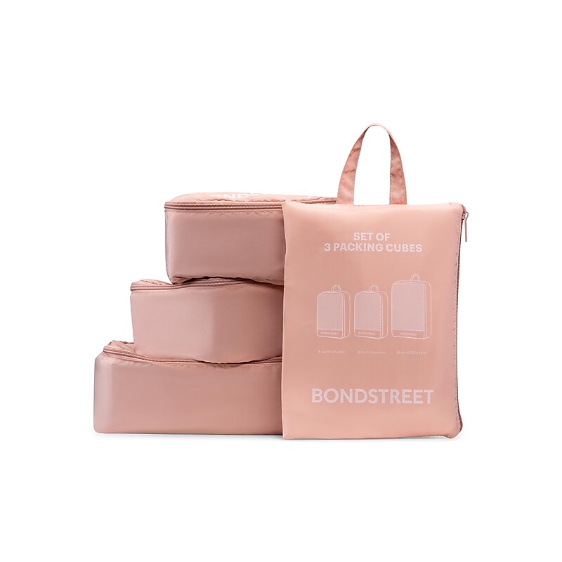 Bugatti Bondstreet 3-Piece Polyester Travel Packing Cubes Set, Pink (TAC5410BS-PINK) image 1