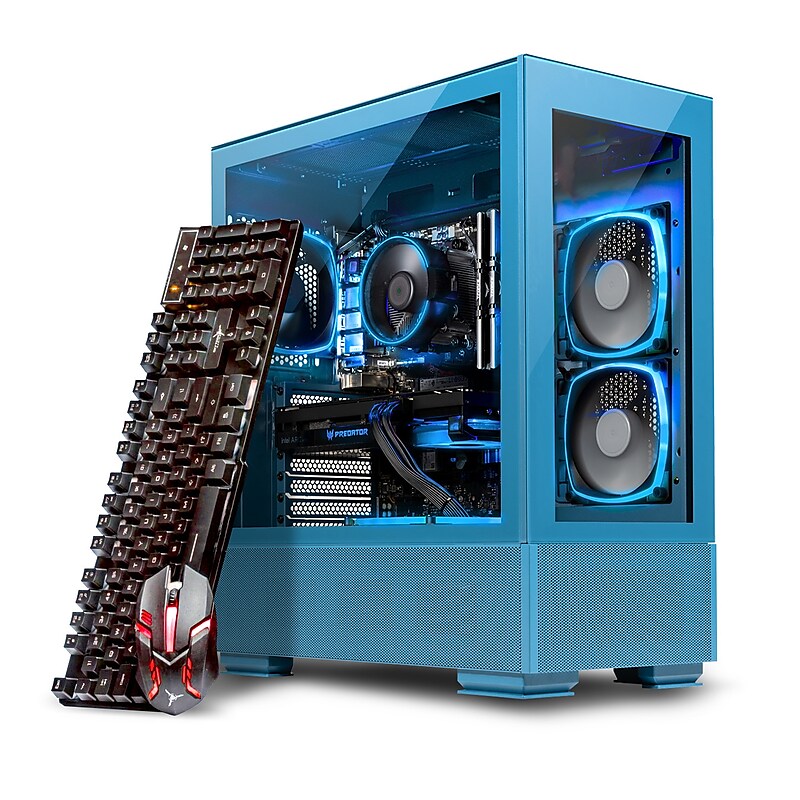 Skytech Azure 2 Gaming Desktop, Intel i5-12400F, 16GB RAM, 500GB SSD, Intel Arc A750 Graphics, Blue image 1