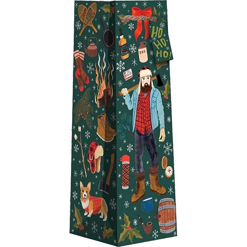 JAM Paper Winter Lumberjack Wine Gift Bags, Multicolored, 120/Pack (526BXBT6251) image 1