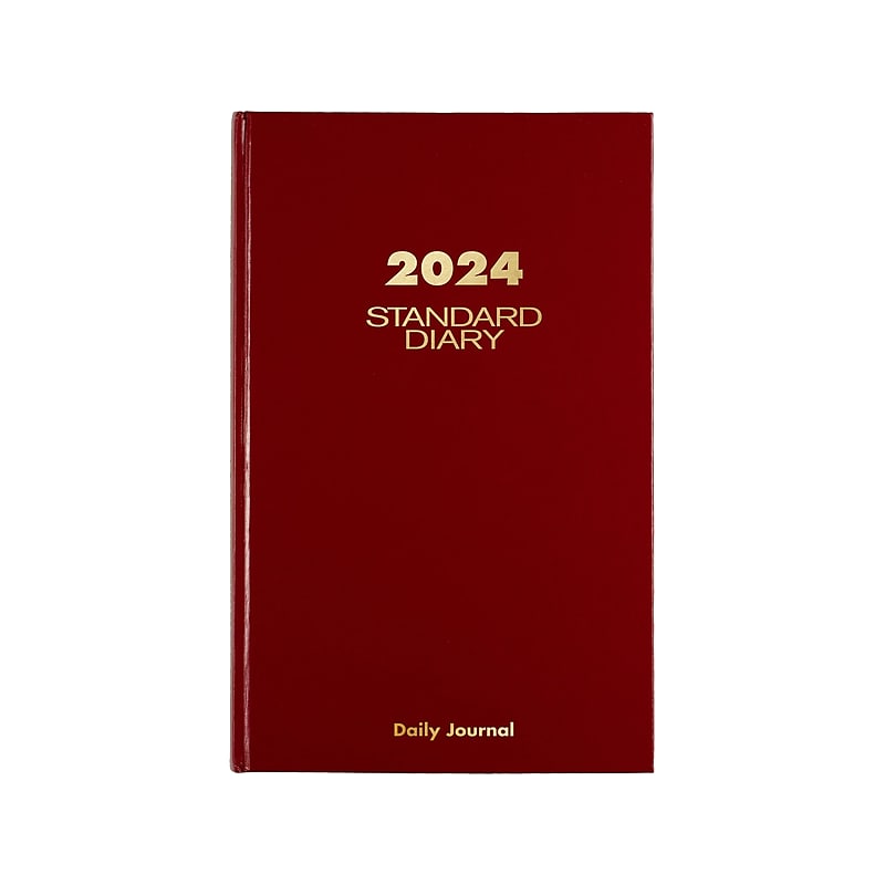 2024 AT-A-GLANCE Standard Diary 7.75" x 12" Daily Diary, Hardsided Cover, Red/Gold (SD377-13-24) image 1
