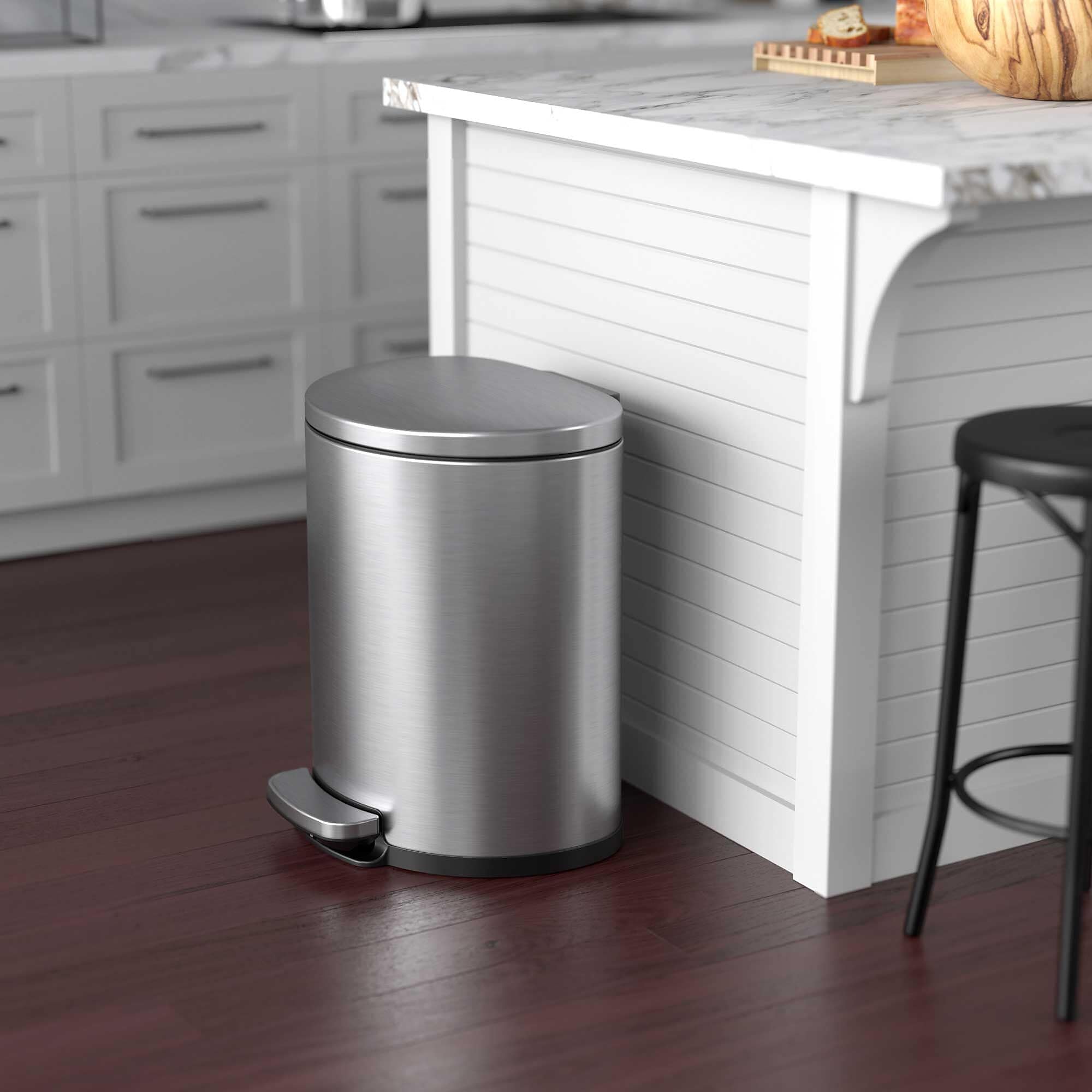iTouchless SoftStep Semi-Round Stainless Steel Step Trash Can with Hinged Lid, 5.02 Gallon (IP05DSS) Sansujyuku sansujyuku.com
